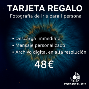 magen de tarjeta regalo para una persona de Foto de tu iris. Incluye sesión fotográfica de un iris, mensaje personalizado y archivo digital en alta resolución.